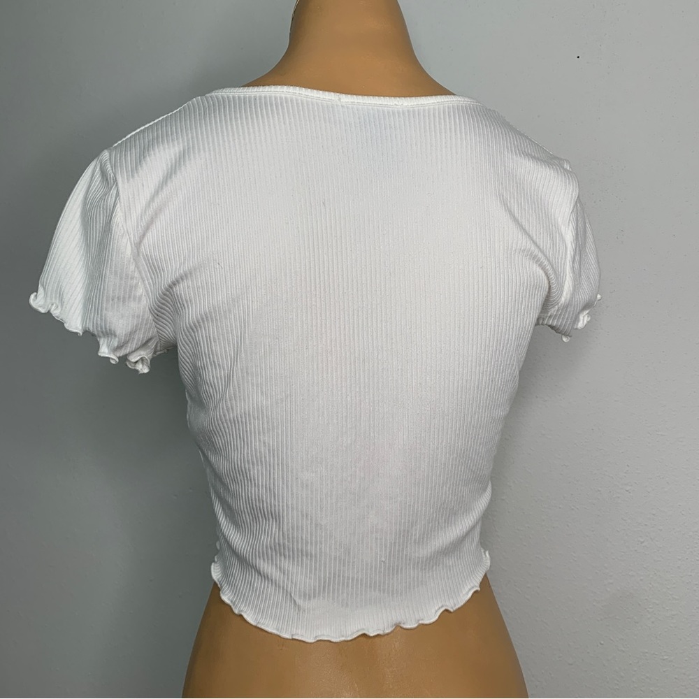 Just Polly New York Front Tie Trendy White Shirt Size medium - Picture 4 of 6